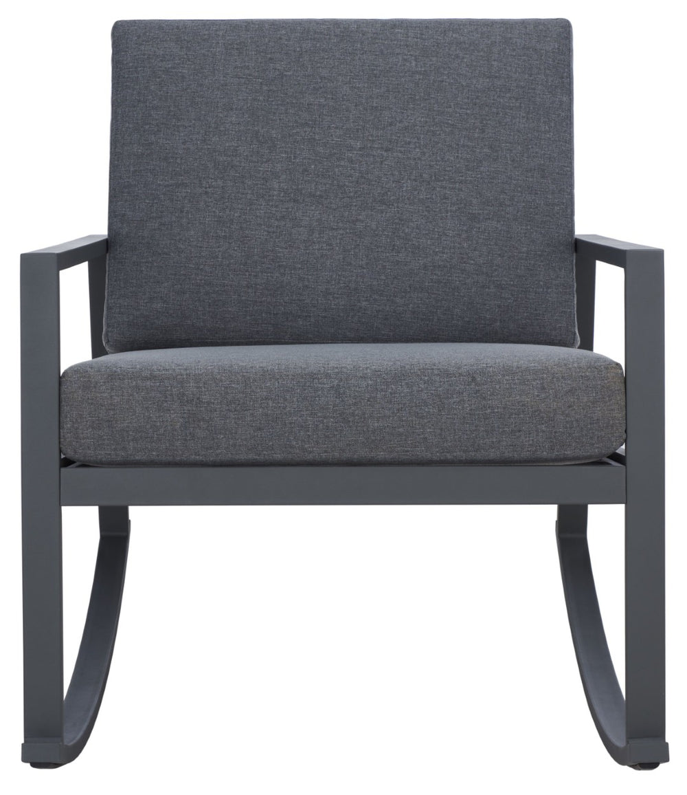 Safavieh CANTOR Rocking Chair - Modern Outdoor Seating with Comfortable Cushions for Patios and Porches Grey / Grey PAT7727A