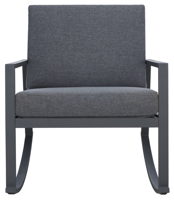 Safavieh CANTOR Rocking Chair - Modern Outdoor Seating with Comfortable Cushions for Patios and Porches Grey / Grey PAT7727A