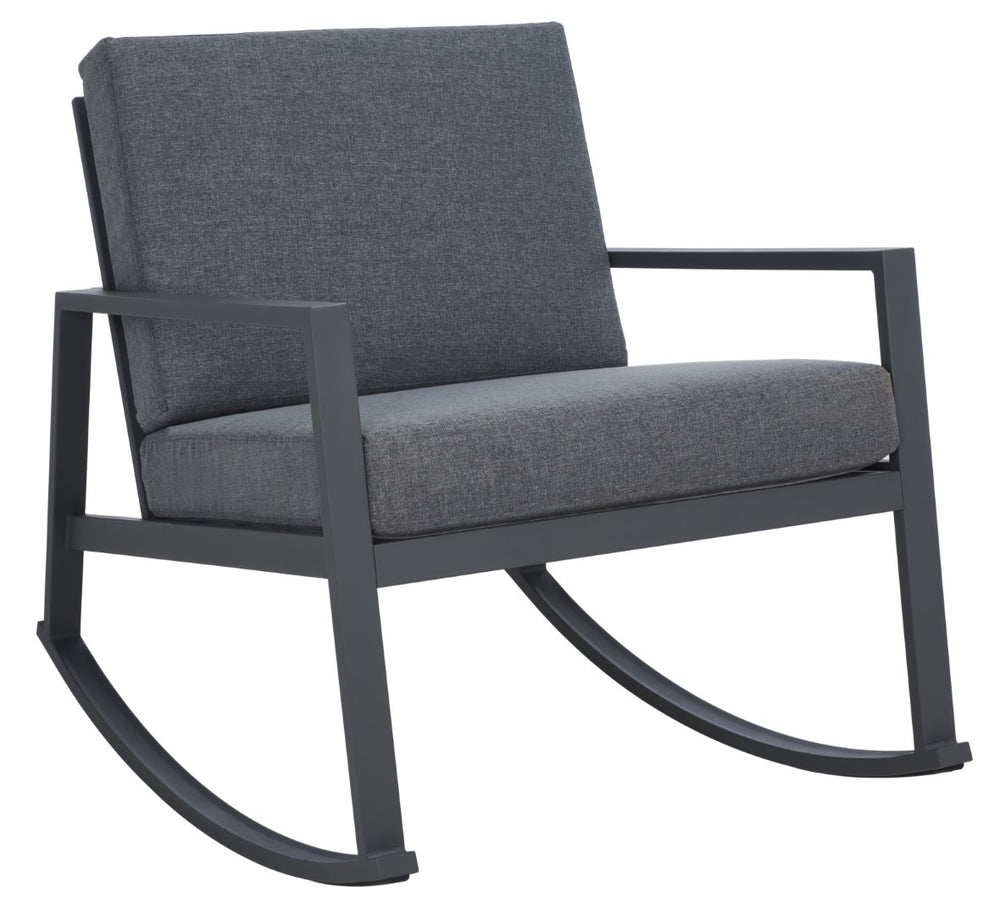 Safavieh CANTOR Rocking Chair - Modern Outdoor Seating with Comfortable Cushions for Patios and Porches Grey / Grey PAT7727A
