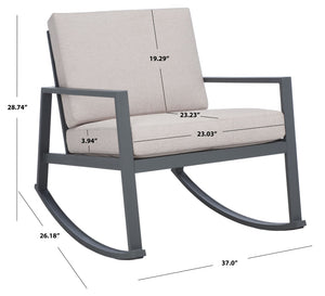 Safavieh CANTOR Rocking Chair - Modern Outdoor Seating with Comfortable Cushions for Patios and Porches Grey / Light Grey PAT7727B
