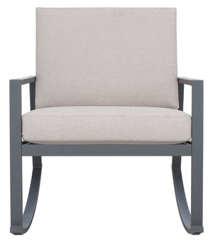 Safavieh CANTOR Rocking Chair - Modern Outdoor Seating with Comfortable Cushions for Patios and Porches Grey / Light Grey PAT7727B