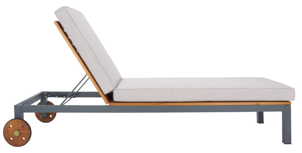 Safavieh JACKMAN Lounge Chair – Stylish Outdoor Seating with Plush Cushions and Easy-Move Wheels for Relaxation Grey / Light Grey PAT7728B