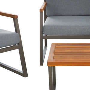 Safavieh RANDOLPH 4-Piece Outdoor Living Set - Modern Sofa, Accent Chairs, and Table for Stylish Comfort Grey / Grey PAT7730A