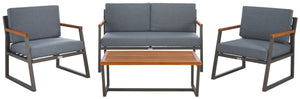 Safavieh RANDOLPH 4-Piece Outdoor Living Set - Modern Sofa, Accent Chairs, and Table for Stylish Comfort Grey / Grey PAT7730A