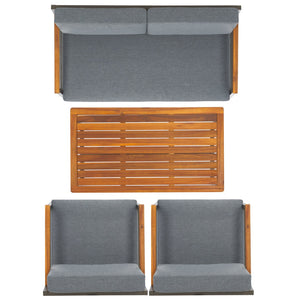 Safavieh RANDOLPH 4-Piece Outdoor Living Set - Modern Sofa, Accent Chairs, and Table for Stylish Comfort Grey / Grey PAT7730A