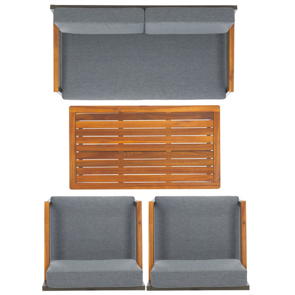 Safavieh RANDOLPH 4-Piece Outdoor Living Set - Modern Sofa, Accent Chairs, and Table for Stylish Comfort Grey / Grey PAT7730A