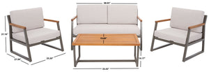 Safavieh RANDOLPH 4-Piece Outdoor Living Set - Modern Sofa, Accent Chairs, and Table for Stylish Comfort Grey / Light Grey PAT7730B