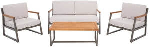 Safavieh RANDOLPH 4-Piece Outdoor Living Set - Modern Sofa, Accent Chairs, and Table for Stylish Comfort Grey / Light Grey PAT7730B