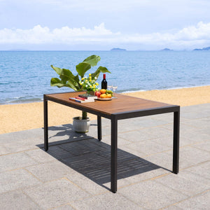 Safavieh GUTHRIE Dining Table - Natural Finish, Durable Wood & Metal Design for Indoor/Outdoor Elegance PAT7734A