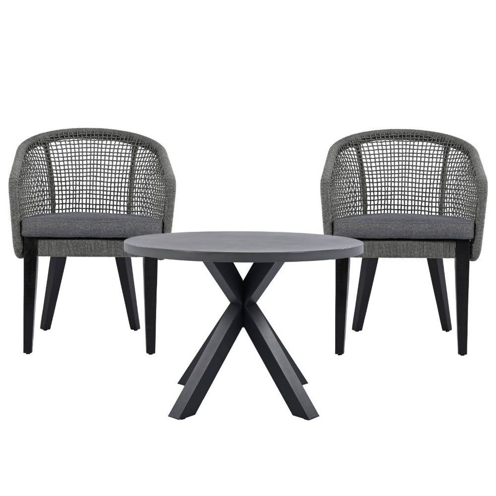 Safavieh Saxon Outdoor Rope Chair Set Of 2 – Stylish Acacia Wood Legs For Modern Patio Comfort And Elegance Grey ,Grey  Pat7738a-set2