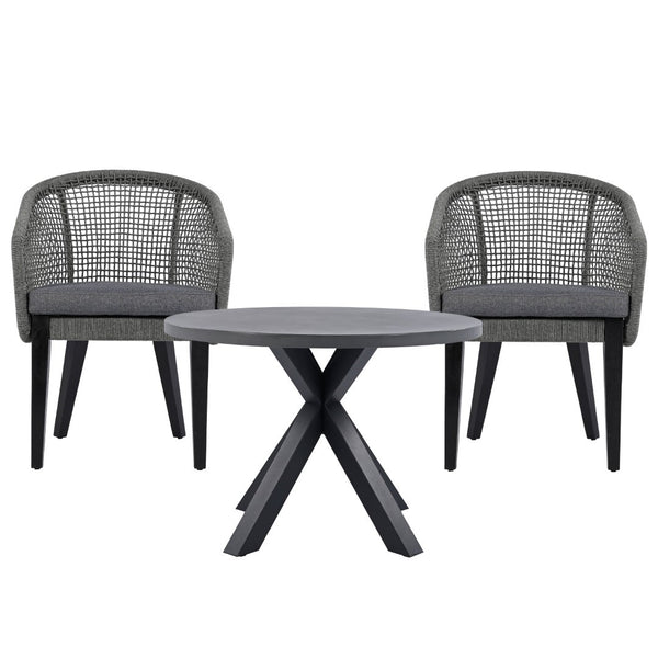 Safavieh Saxon Outdoor Rope Chair Set Of 2 – Stylish Acacia Wood Legs For Modern Patio Comfort And Elegance Grey ,Grey  Pat7738a-set2