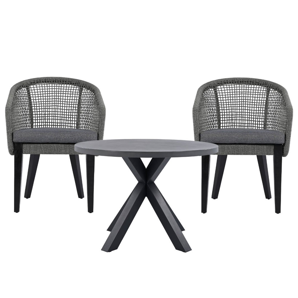 Safavieh SAXON Rope Chair Set of 2 - Stylish Acacia Wood Legs & Plush Cushions for Modern Outdoor Spaces Grey / Grey PAT7738A-SET2
