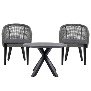 Safavieh SAXON Rope Chair Set of 2 - Stylish Acacia Wood Legs & Plush Cushions for Modern Outdoor Spaces Grey / Grey PAT7738A-SET2