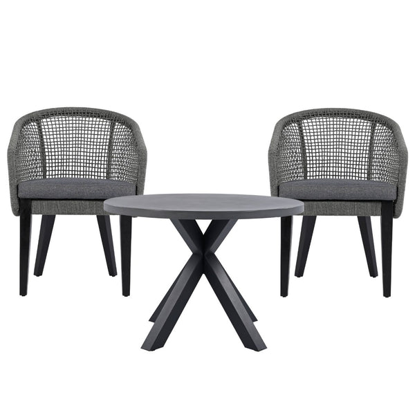 Safavieh SAXON Rope Chair Set of 2 - Stylish Acacia Wood Legs & Plush Cushions for Modern Outdoor Spaces Grey / Grey PAT7738A-SET2