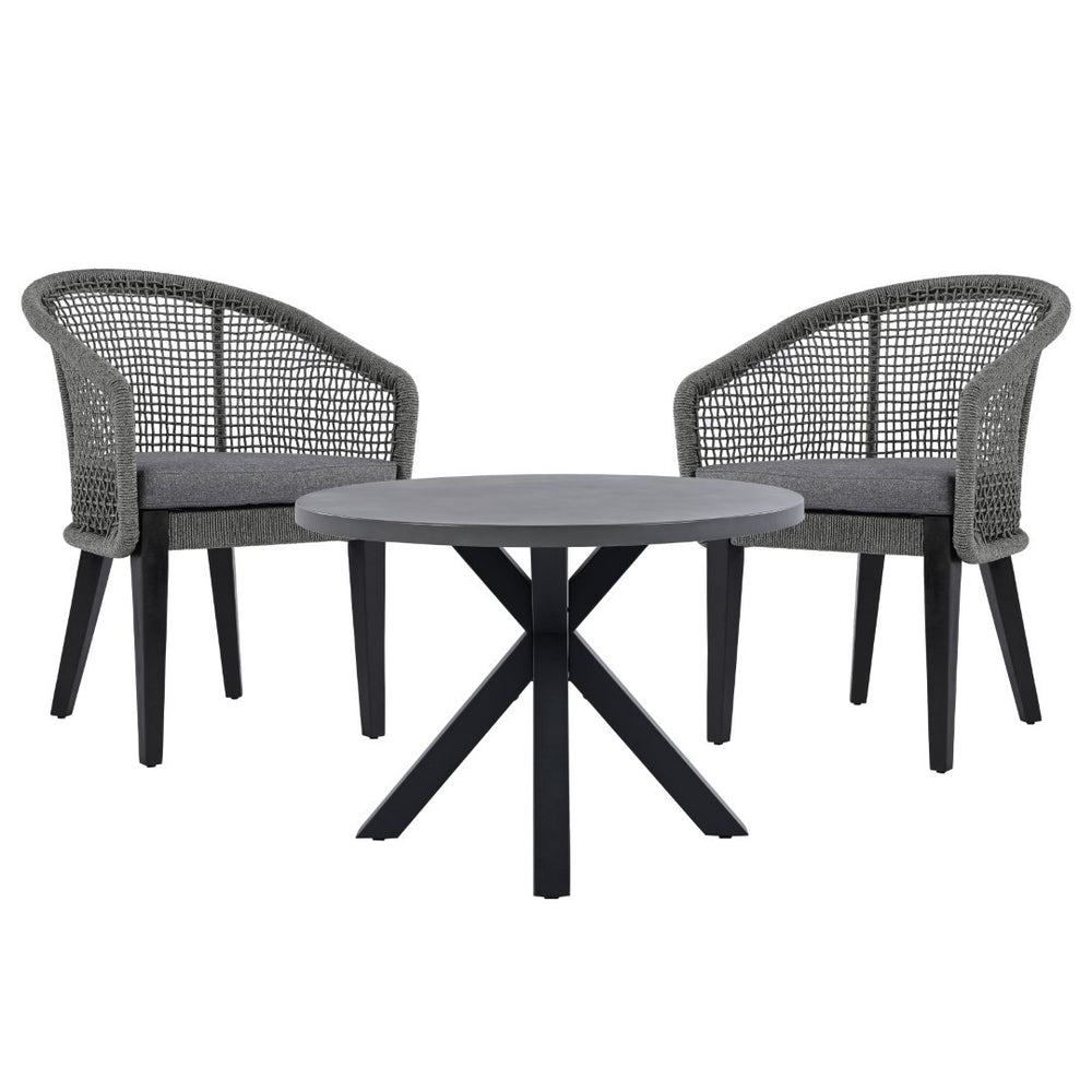 Safavieh Saxon Outdoor Rope Chair Set Of 2 – Stylish Acacia Wood Legs For Modern Patio Comfort And Elegance Grey ,Grey  Pat7738a-set2