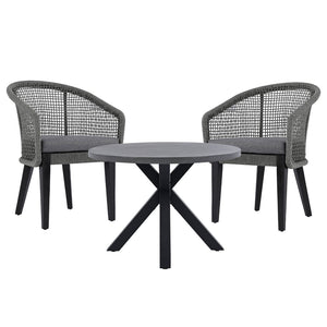 Safavieh Saxon Outdoor Rope Chair Set Of 2 – Stylish Acacia Wood Legs For Modern Patio Comfort And Elegance Grey ,Grey  Pat7738a-set2