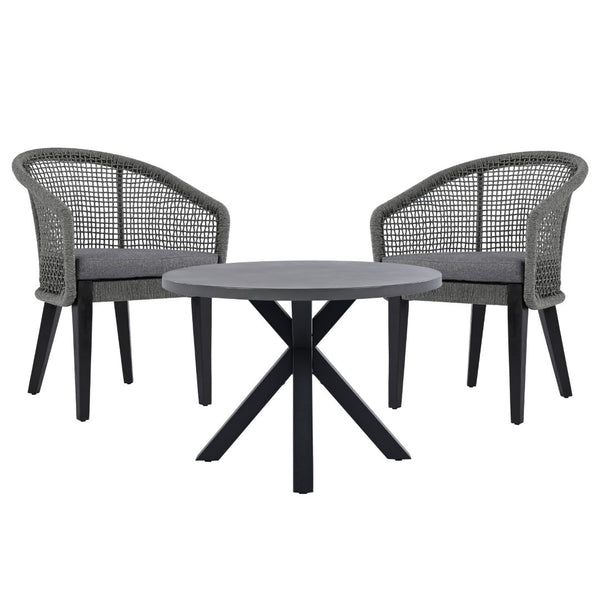 Safavieh Saxon Outdoor Rope Chair Set Of 2 – Stylish Acacia Wood Legs For Modern Patio Comfort And Elegance Grey ,Grey  Pat7738a-set2