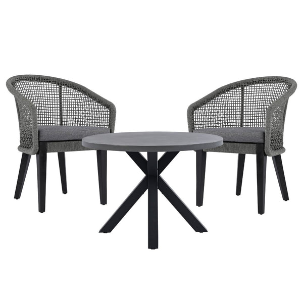 Safavieh SAXON Rope Chair Set of 2 - Stylish Acacia Wood Legs & Plush Cushions for Modern Outdoor Spaces Grey / Grey PAT7738A-SET2