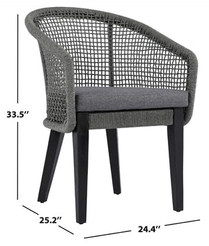 Safavieh Saxon Outdoor Rope Chair Set Of 2 – Stylish Acacia Wood Legs For Modern Patio Comfort And Elegance Grey ,Grey  Pat7738a-set2