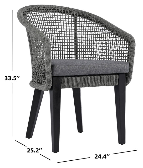 Safavieh Saxon Outdoor Rope Chair Set Of 2 – Stylish Acacia Wood Legs For Modern Patio Comfort And Elegance Grey ,Grey  Pat7738a-set2