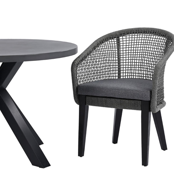 Safavieh Saxon Outdoor Rope Chair Set Of 2 – Stylish Acacia Wood Legs For Modern Patio Comfort And Elegance Grey ,Grey  Pat7738a-set2