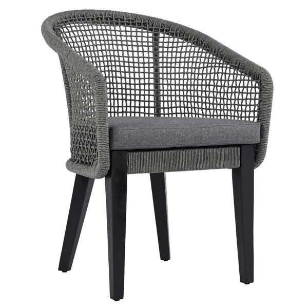 Safavieh Saxon Outdoor Rope Chair Set Of 2 – Stylish Acacia Wood Legs For Modern Patio Comfort And Elegance Grey ,Grey  Pat7738a-set2