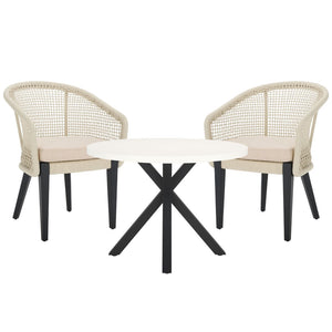 Safavieh Saxon Outdoor Rope Chair Set Of 2 – Stylish Acacia Wood Legs For Modern Patio Comfort And Elegance Light Grey ,Light Grey  Pat7738b-set2