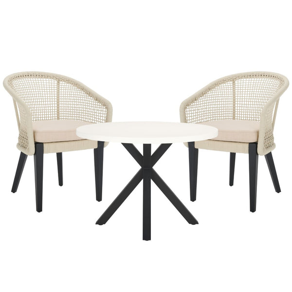 Safavieh Saxon Outdoor Rope Chair Set Of 2 – Stylish Acacia Wood Legs For Modern Patio Comfort And Elegance Light Grey ,Light Grey  Pat7738b-set2