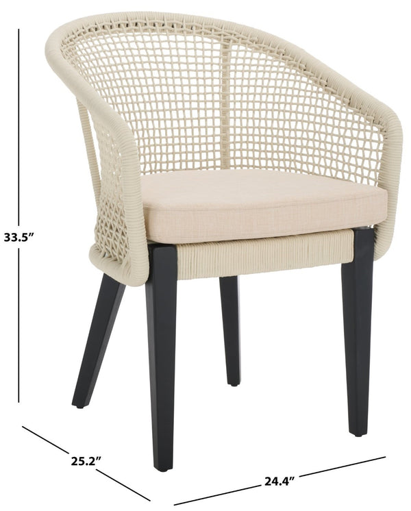 Safavieh Saxon Outdoor Rope Chair Set Of 2 – Stylish Acacia Wood Legs For Modern Patio Comfort And Elegance Light Grey ,Light Grey  Pat7738b-set2