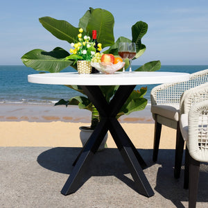 Safavieh SAXON TABLE - Modern Outdoor Elegance with Durable Design for Stylish Patios and Entertaining Light Grey PAT7739B