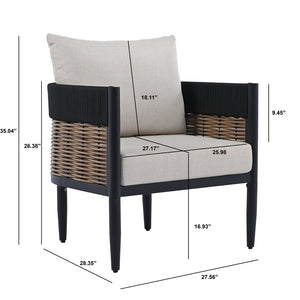 Safavieh HARRISON Outdoor Chair Set of 2 – Modern Design, Durable Comfort for Patios and Garden Relaxation Black / Taupe PAT7740A-SET2