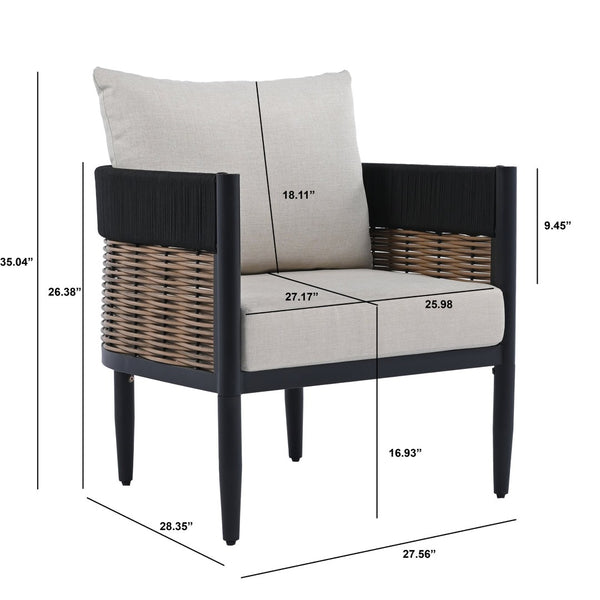 Safavieh HARRISON Outdoor Chair Set of 2 – Modern Design, Durable Comfort for Patios and Garden Relaxation Black / Taupe PAT7740A-SET2