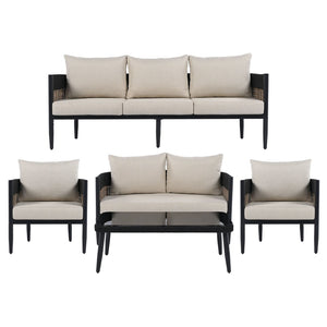 Safavieh HARRISON Outdoor Chair Set of 2 – Modern Design, Durable Comfort for Patios and Garden Relaxation Black / Taupe PAT7740A-SET2
