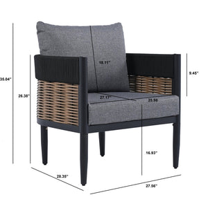Safavieh HARRISON Outdoor Chair Set of 2 – Modern Design, Durable Comfort for Patios and Garden Relaxation Black / Grey PAT7740B-SET2