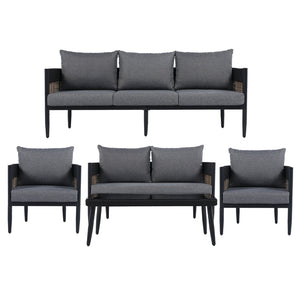 Safavieh HARRISON Outdoor Chair Set of 2 – Modern Design, Durable Comfort for Patios and Garden Relaxation Black / Grey PAT7740B-SET2