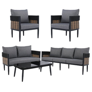 Safavieh HARRISON Outdoor Chair Set of 2 – Modern Design, Durable Comfort for Patios and Garden Relaxation Black / Grey PAT7740B-SET2