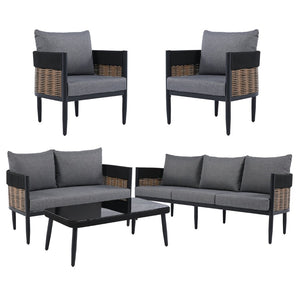 Safavieh Harrison Outdoor Chair Set Of 2 - Elegant Steel Frame With Weather-resistant Cushions For Comfort Black ,Grey  Pat7740b-set2