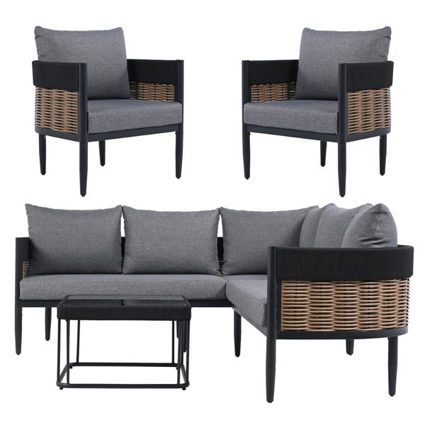 Safavieh Harrison Outdoor Chair Set Of 2 - Elegant Steel Frame With Weather-resistant Cushions For Comfort Black ,Grey  Pat7740b-set2