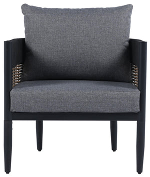 Safavieh Harrison Outdoor Chair Set Of 2 - Elegant Steel Frame With Weather-resistant Cushions For Comfort Black ,Grey  Pat7740b-set2