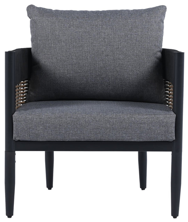 Safavieh Harrison Outdoor Chair Set Of 2 - Elegant Steel Frame With Weather-resistant Cushions For Comfort Black ,Grey  Pat7740b-set2