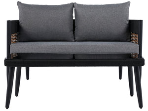 Safavieh Harrison Outdoor Bench And Table Set – Stylish Modern Design For Your Chic Patio Or Garden Retreat Black ,Grey  Pat7741b