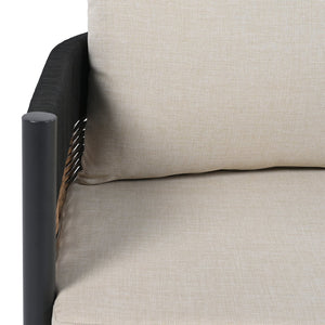 Safavieh Harrison 3 Seater Sofa - Stylish Outdoor Seating With Durable Steel Frame And Elegant Rattan Accents Black ,Taupe  Pat7742a