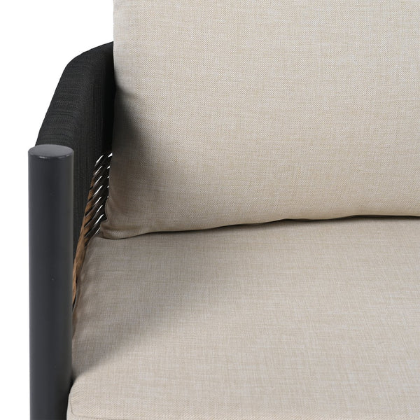 Safavieh Harrison 3 Seater Sofa - Stylish Outdoor Seating With Durable Steel Frame And Elegant Rattan Accents Black ,Taupe  Pat7742a