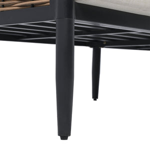 Safavieh Harrison 3 Seater Sofa - Stylish Outdoor Seating With Durable Steel Frame And Elegant Rattan Accents Black ,Taupe  Pat7742a