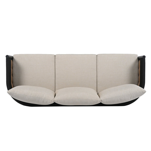 Safavieh Harrison 3 Seater Sofa - Stylish Outdoor Seating With Durable Steel Frame And Elegant Rattan Accents Black ,Taupe  Pat7742a