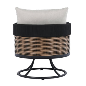 Safavieh Harrison Swivel Chair - Elegant Outdoor Seating With Woven Rattan And Soft Foam Cushions For Comfort Black ,Taupe  Pat7743a