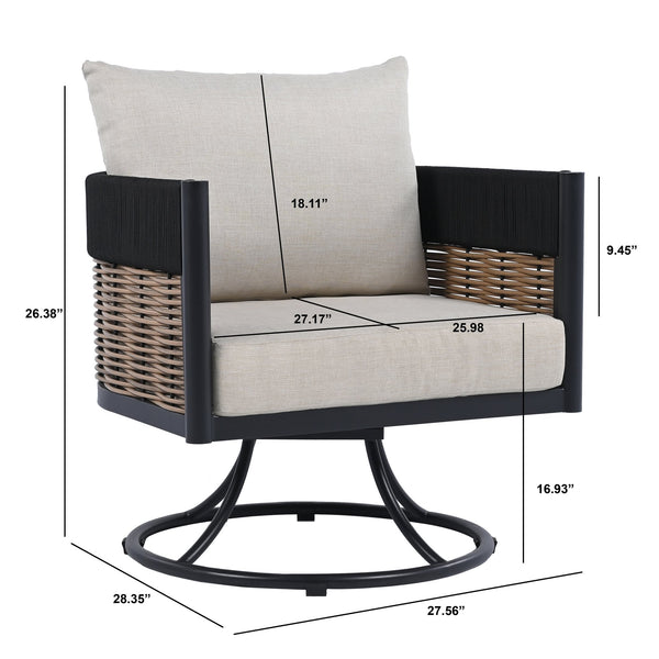 Safavieh Harrison Swivel Chair - Elegant Outdoor Seating With Woven Rattan And Soft Foam Cushions For Comfort Black ,Taupe  Pat7743a