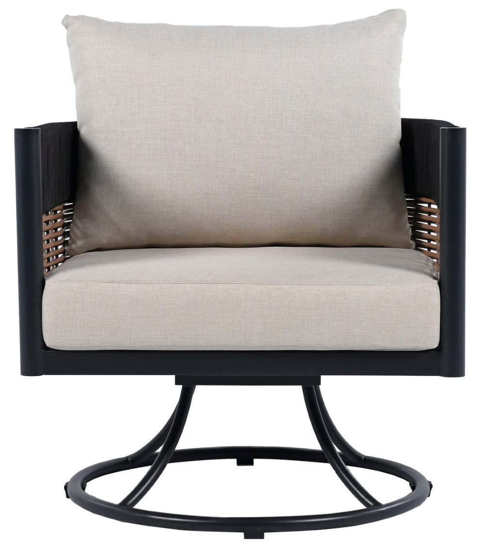 Safavieh HARRISON Swivel Chair - Modern Outdoor Seating with Weather-Resistant Foam and Stylish Design Black / Taupe PAT7743A