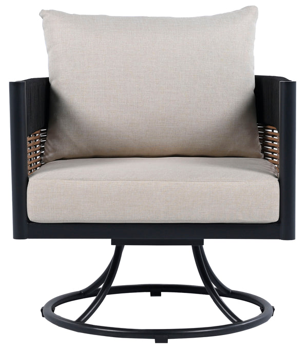 Safavieh Harrison Swivel Chair - Elegant Outdoor Seating With Woven Rattan And Soft Foam Cushions For Comfort Black ,Taupe  Pat7743a