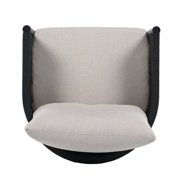 Safavieh Harrison Swivel Chair - Elegant Outdoor Seating With Woven Rattan And Soft Foam Cushions For Comfort Black ,Taupe  Pat7743a